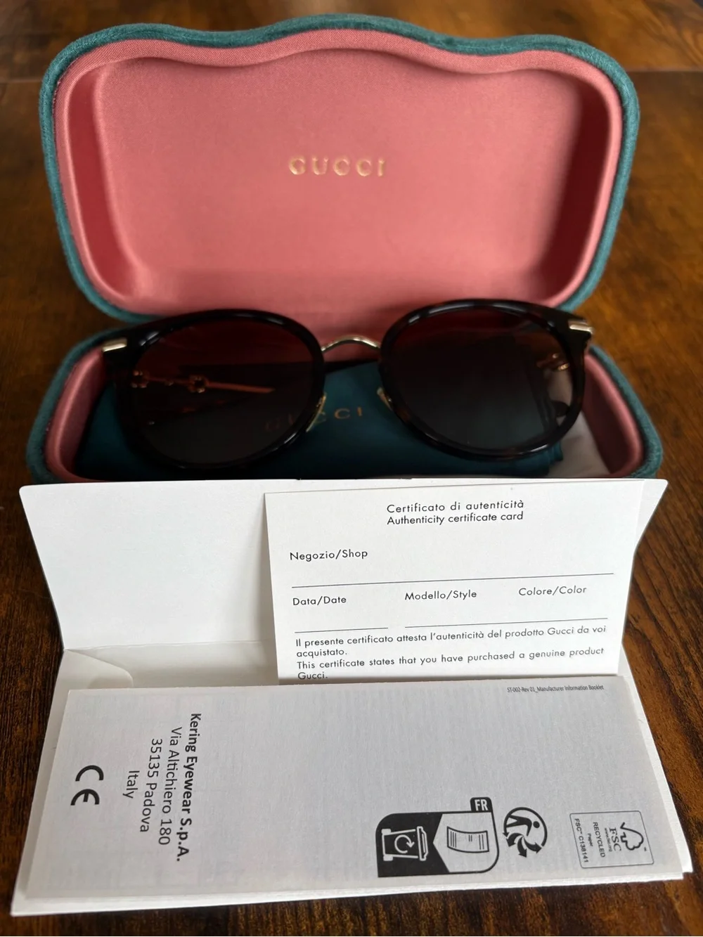 Gucci 56mm Round Sunglasses Havana Gold Brown